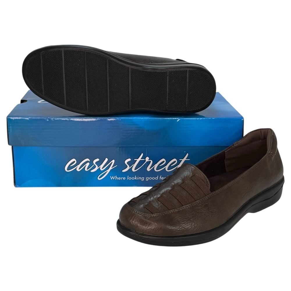 Easy Street Genesis Brown Burnished Faux Leather Womens Loafers Size 8N - Picture 12 of 13